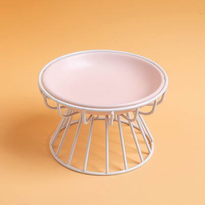 Elevated Pet Food Bowl Stand with flat plate for Cats -
