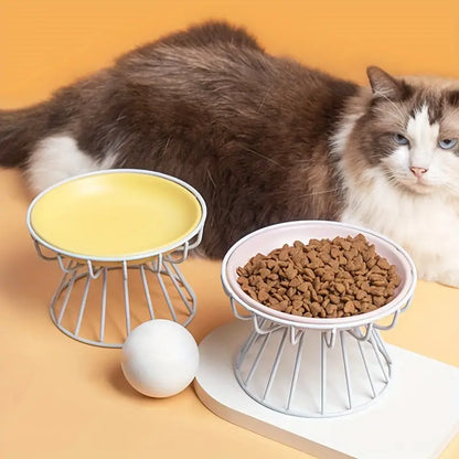 Elevated Pet Food Bowl Stand with flat plate for Cats -
